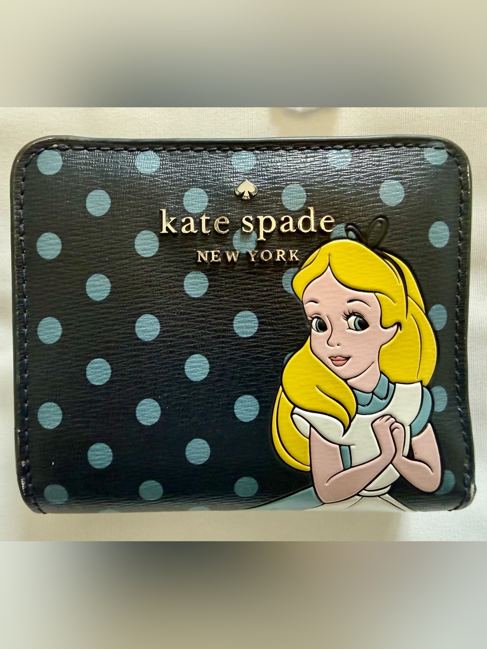 Kate Spade x Disney Alice in Wonderland Blue Polka Dot Wallet